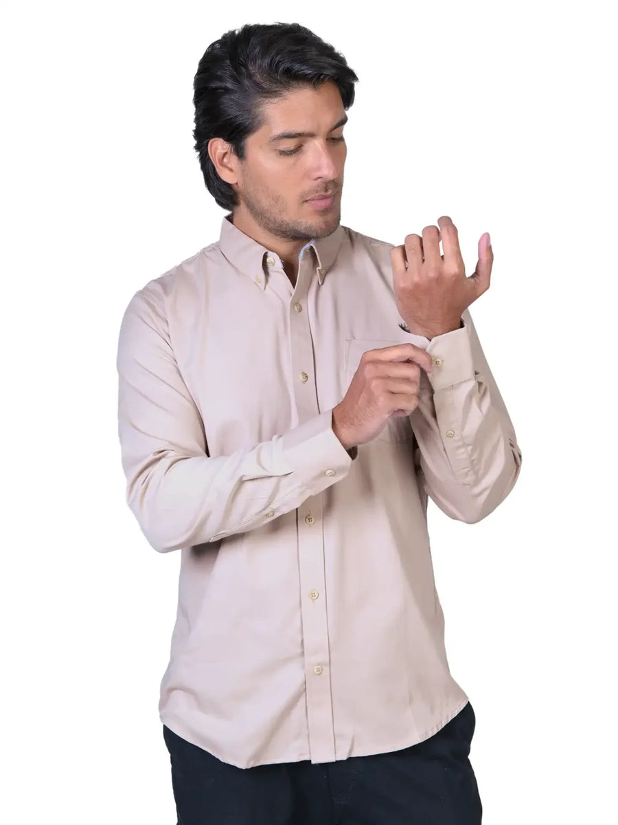 Camisa - Caballero - Manga larga - Gabardina - Arena