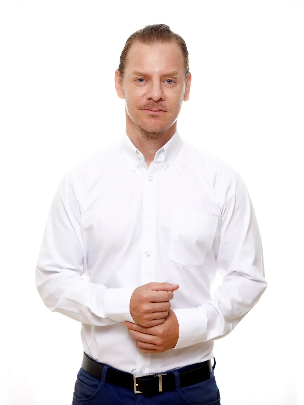Camisa - Caballero - Manga larga - Gabardina - Blanco