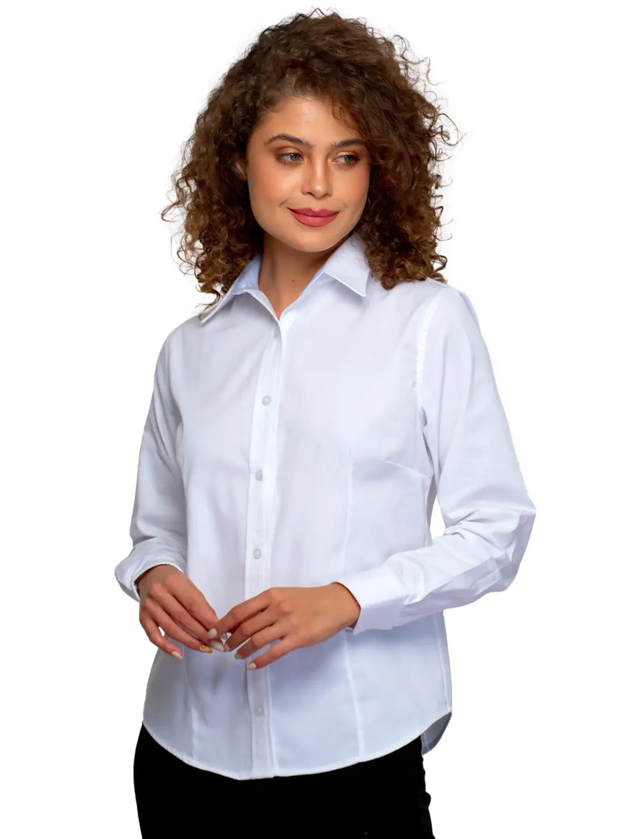 Camisa - Dama - Manga larga - Gabardina - Blanco