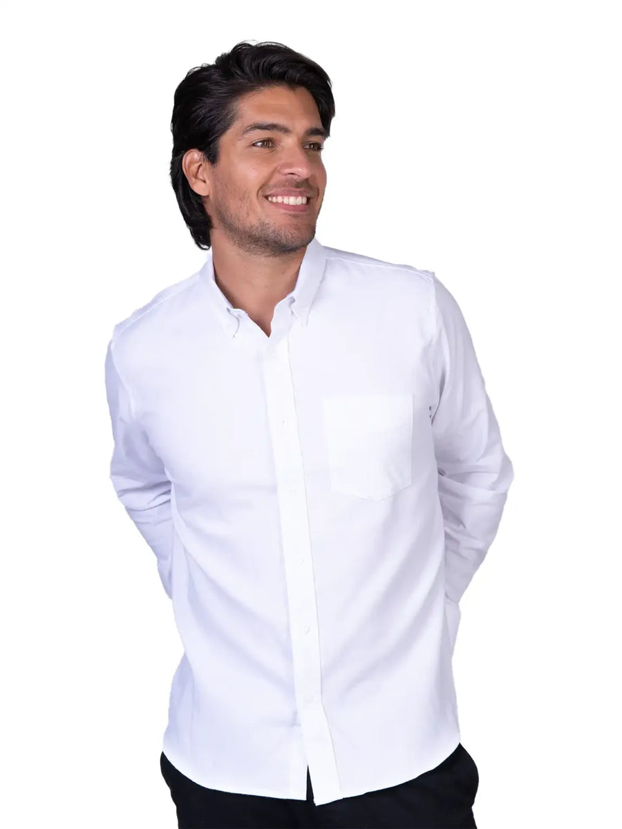 Camisa  - Caballero - Manga larga - Oxford - Blanco