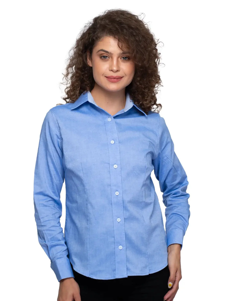Camisa  - Dama - Manga larga - Oxford - Cielo