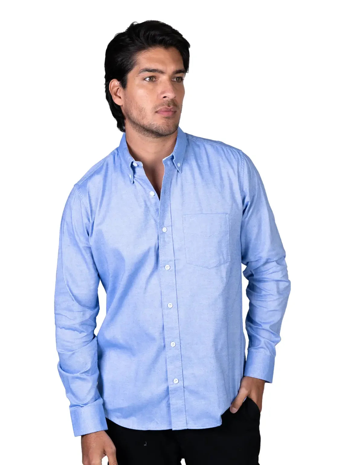 Camisa  - Caballero - Manga larga - Oxford - Cielo