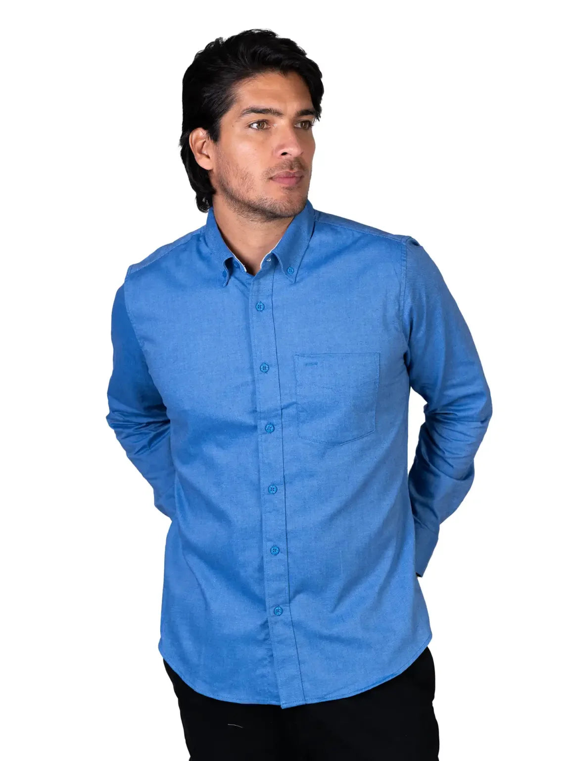 Camisa  - Caballero - Manga larga - Oxford - Cielo