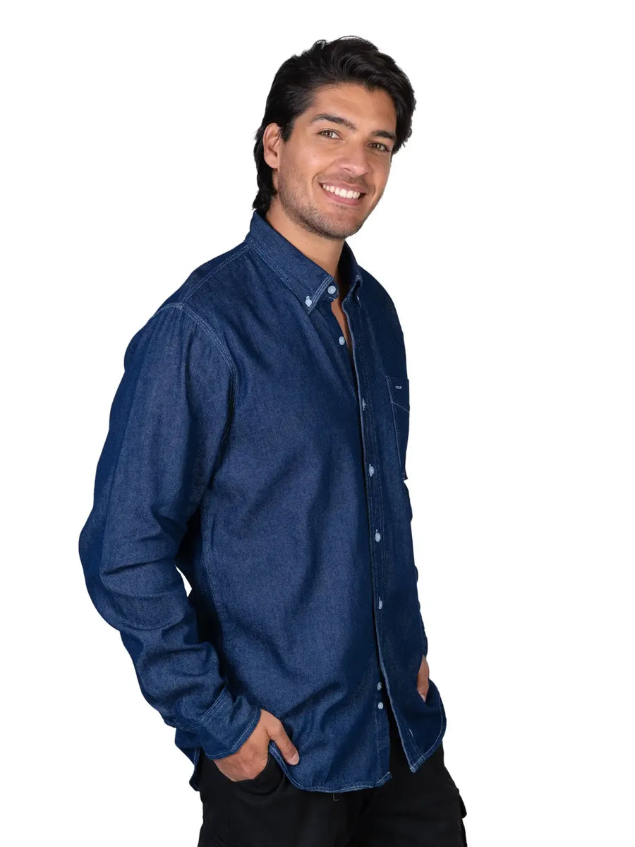 Camisa - Caballero - Manga larga - Mezclilla