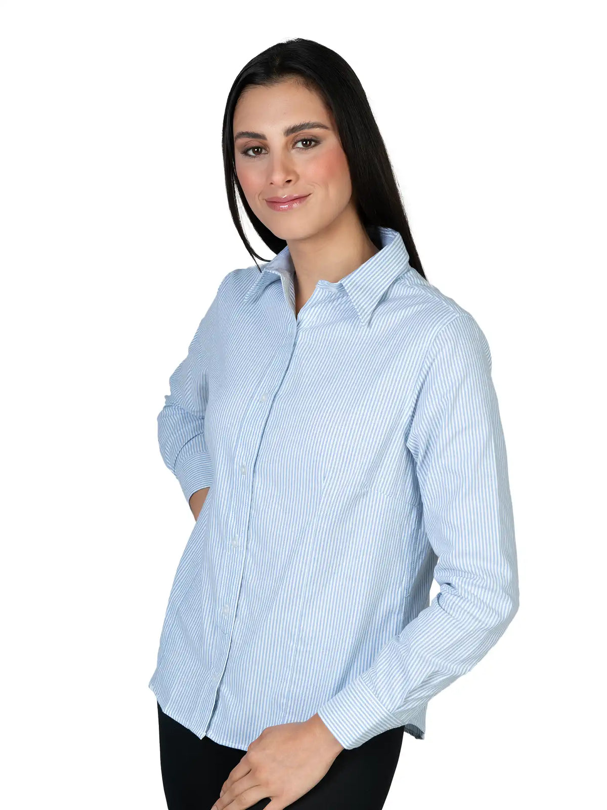 Camisa  - Dama - Manga larga - Oxford - Blanco
