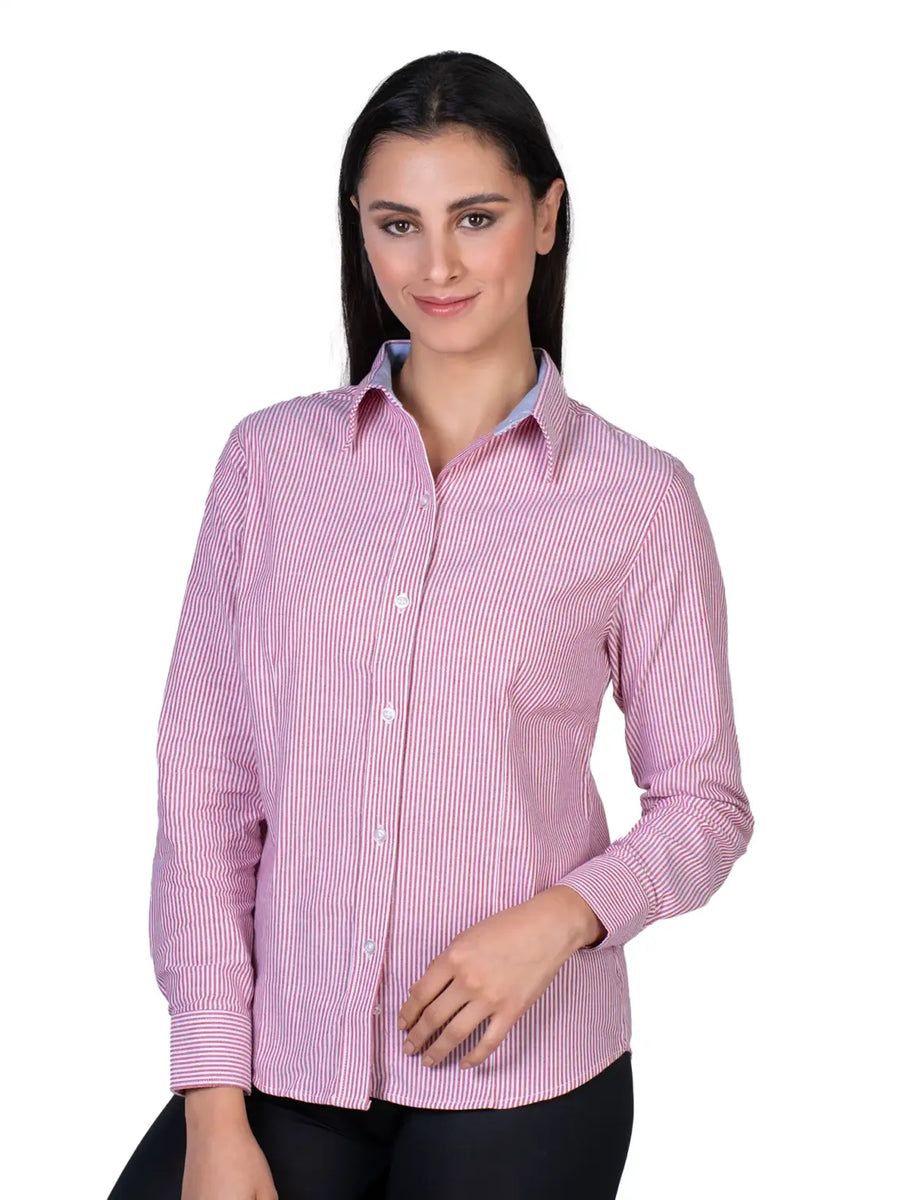 Camisa  - Dama - Manga larga - Oxford - Mil rayas rojo
