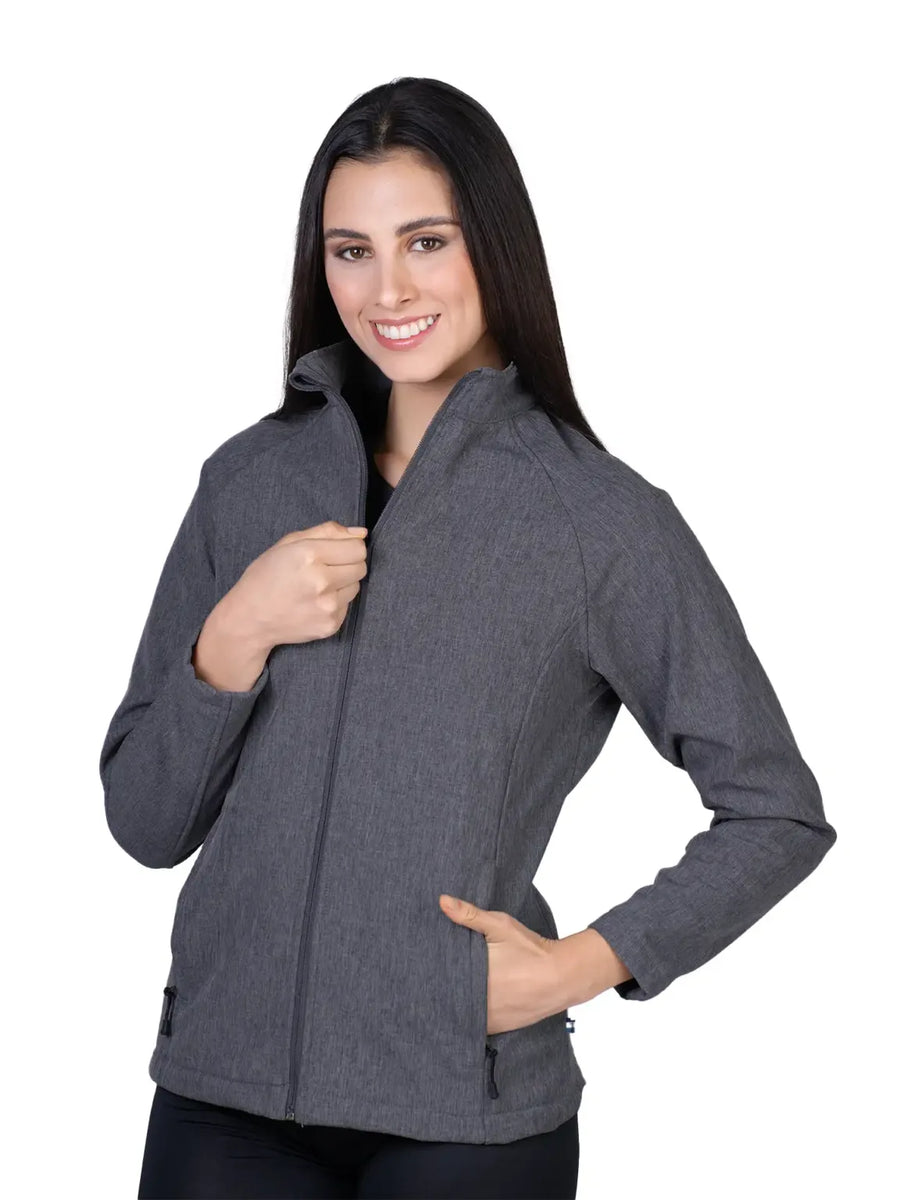 Chamarra Soft Shell – Dama – Colores jaspe - Negro 705