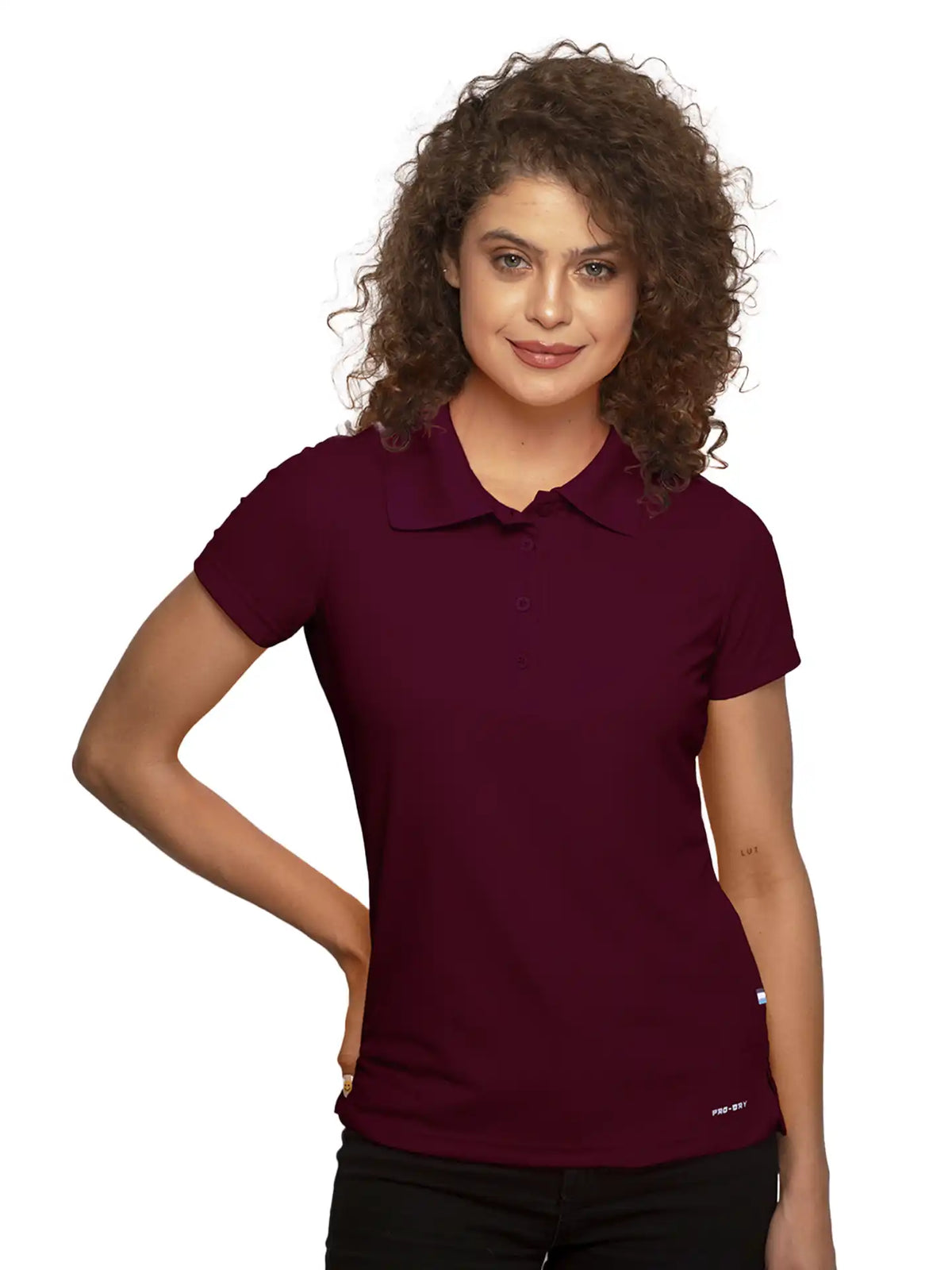 Playera Tipo Polo - Dama - Manga corta - Colores básicos - Vino 410