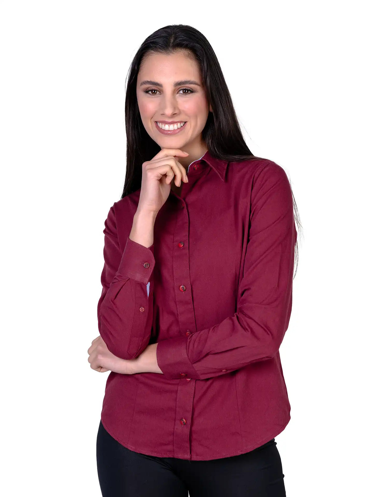 Camisa - Dama - Manga larga - Gabardina - Blanco
